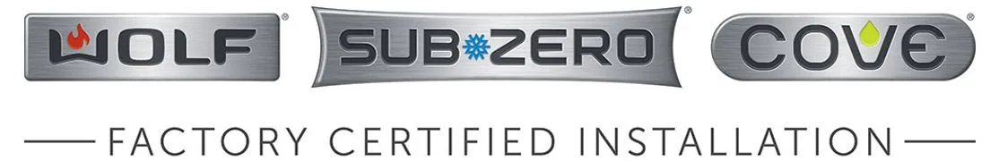 Wolf, Sub-Zero, and Cove factory certified installation logos
